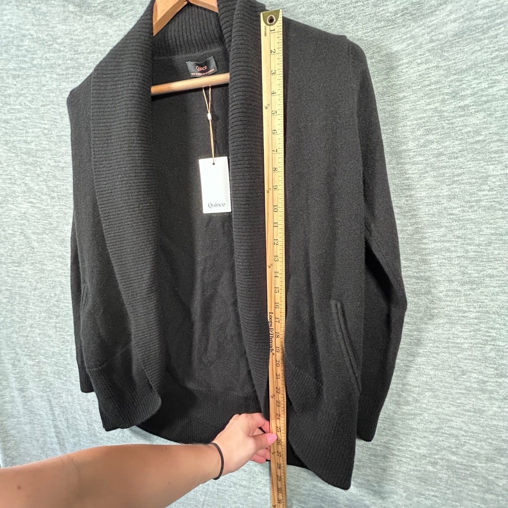 Quince Mongolian Cashmere Open Cardigan Womens S Black Shawl Collar NWT - Picture 6 of 8